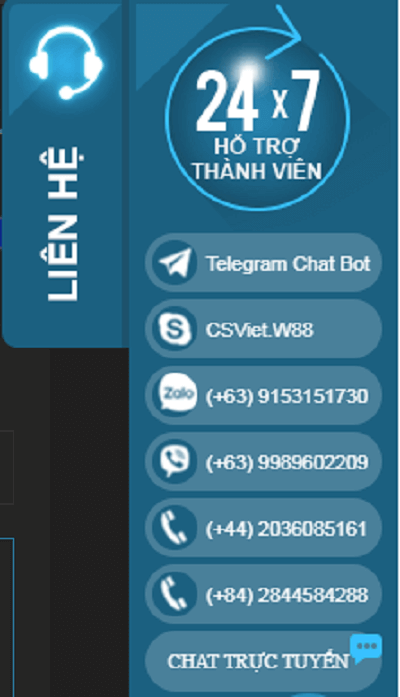 w88 Chat trực tuyến với nhân viên