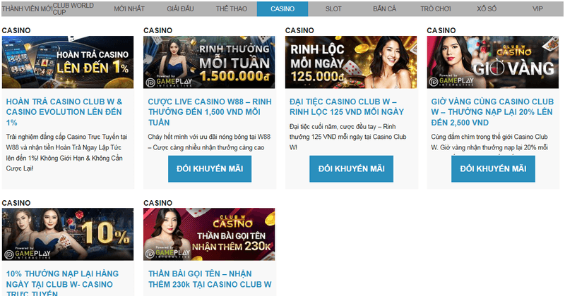 ưu điểm khi chơi casino w88